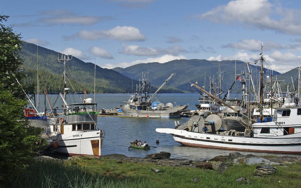 Fishing trawlers off the pacific coast of North America