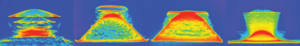 The Los Alamos National Laboratory's pRad lab took pictures of explosions from below metals and how they affect (left to right) aluminum, copper, tantalum, and tin differently. 