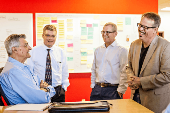 Allan Clauer, David Lahrman, Chief Operating Officer Eric Collet, and President and CEO Jeff Dulaney. Clauer, Lahrman, and Dulaney developed dozens of patents for LSP Technologies.